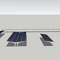 Solar Carport Structure With Solar Panels Covering Parked Cars On Green Lawn and Trees