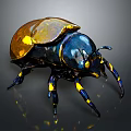 Vibrant Metallic Beetle With Iridescent Gold Blue Shell Yellow Blue Legs And Shiny Exoskeleton