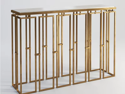 Elegant Gold Metal Frame Console Table With Geometric Design And Smooth Top 3d model