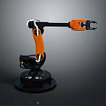 Automated Industrial Mechanical Arm With Orange Arm And Black Base Gripper