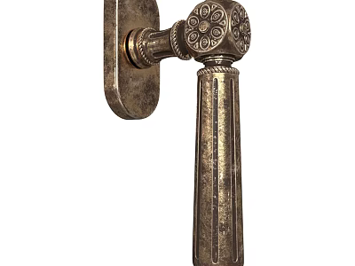 Vintage Brass Door Handle With Intricate Carvings And Ornate Design Details 3d model