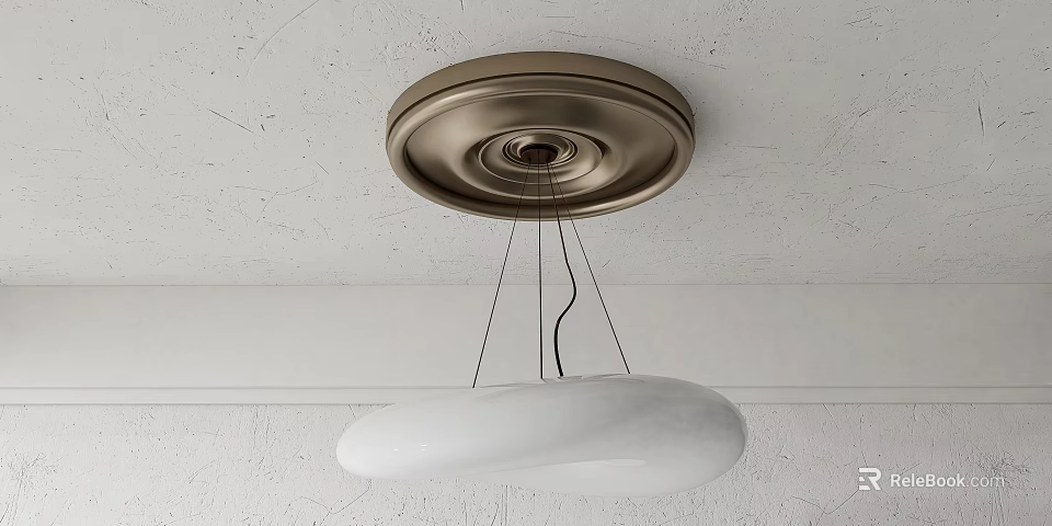 Modern Minimalist White Pendant Light With Irregular Shape Hanging From Ceiling 3d model 
