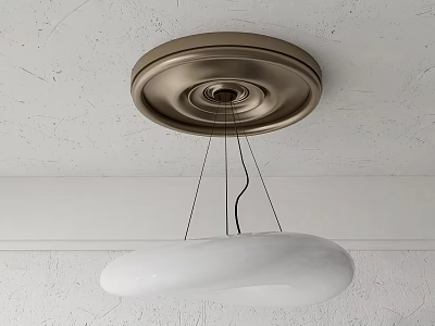 Modern Minimalist White Pendant Light With Irregular Shape Hanging From Ceiling 3d model