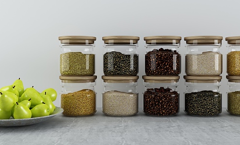 Modern glass jar kitchen seasoning supplies 3d model