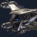 Futuristic Sci Fi Spacecraft With Detailed Exterior Metallic Structure Multiple Engines And Wings