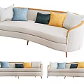 Nordic Leisure Sofa Combination Double Sofa Pillow 3d model