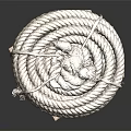 Natural Thick Coiled Rope On Wooden Base With Neatly Wound Design