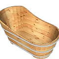 Natural Wooden Oval Bathtub With Classic Design And Smooth Surface