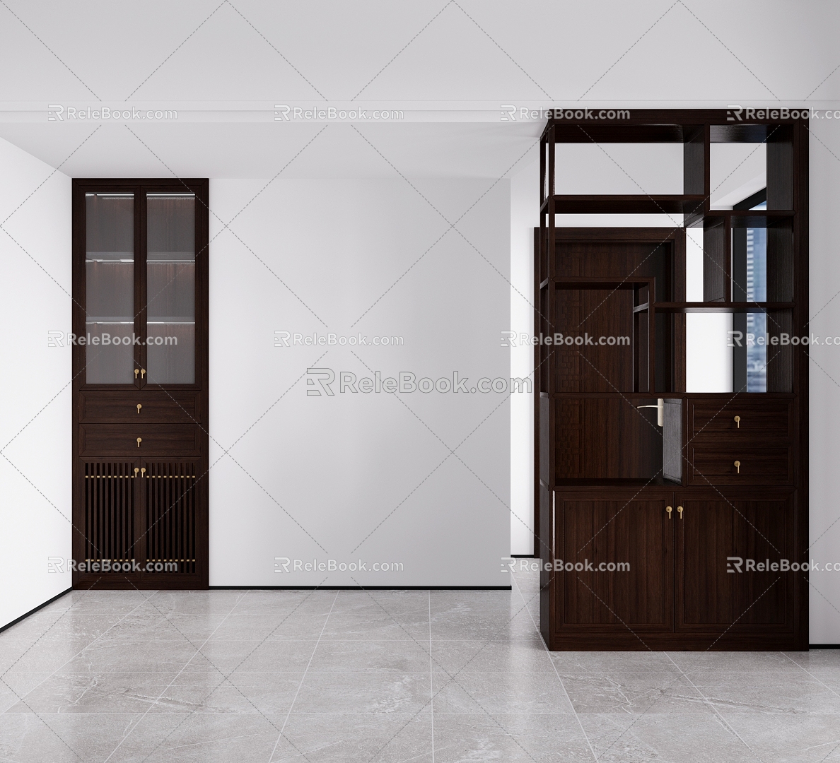 New Chinese Partition Cabinet Side Cabinet 3d model