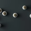 Stylish White Circular Wall Decor With Intricate Gold Patterns On Gray Background 3d model