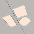 Modern Rectangular and Round Ceiling Lights with White Minimalist Design 3d model