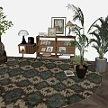 Middle Style Open Bookcase Hallway Cabinet 3d model