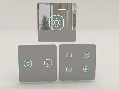 Modern Smart Switch Panels With Light Control Icons For Modern Home Interior 3d model
