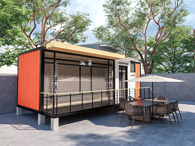 Modern Container Building Container Store Container Cafe Container Store Public Building Small Building Post Building model