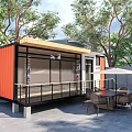 Modern Container Building Container Store Container Cafe Container Store Public Building Small Building Post Building 3d model