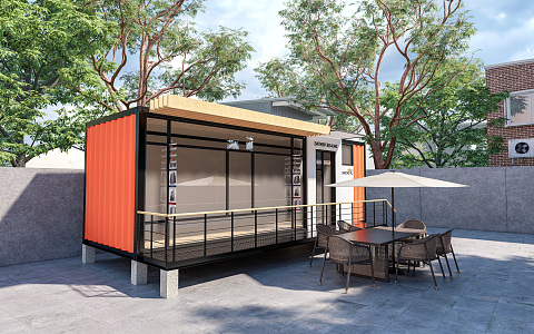 Modern Container Building Container Store Container Cafe Container Store Public Building Small Building Post Building 3d model