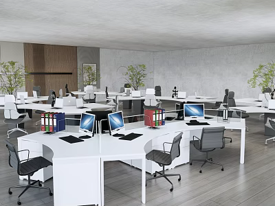 Modern public office area office desk and chair combination 3d model