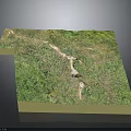 Grassland Scene Model With Lush Green Grass And White Path Details