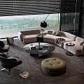 Modern Living Room Sofa And Coffee Table Set With Armchairs Ottoman Floor Lamp And Rug