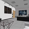 Modern Office Interior Design With Executive Desk Sofa And Decorative Paintings