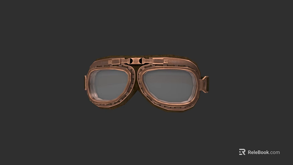 Vintage Copper Colored Aviator Style Hat With Protective Goggles Design 3d model 