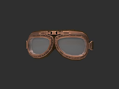 Vintage Copper Colored Aviator Style Hat With Protective Goggles Design 3d model
