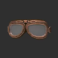 Vintage Copper Colored Aviator Style Hat With Protective Goggles Design