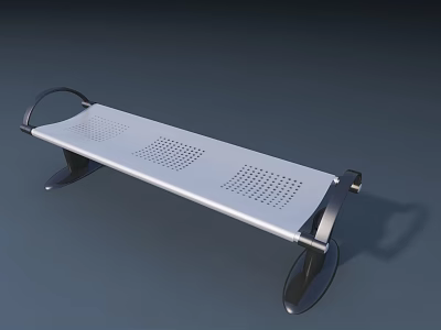 Modern Metal Public Bench With Perforated Seat And Curved Frame For Public Areas 3d model