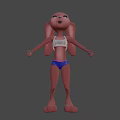 Cartoon Style Game Movie Character With Large Ears White Tank Top And Blue Shorts