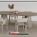 Modern Dining Table and Chair Combination Ornaments Carpet Single Chair 3d model