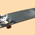 Sports Equipment Skateboard With Anime Character Design Gray Deck And Red Wheels