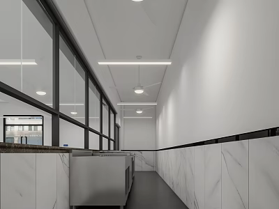 Modern Canteen Staff Canteen 3d model