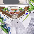 Modern Sales Office Building Exterior Design With Wooden Facade And Large Glass Windows