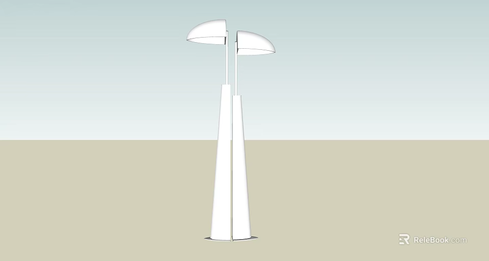 Modern White Floor Lamp With Double Shades And Slender Tall Stand 3d model 