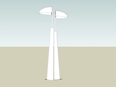Modern White Floor Lamp With Double Shades And Slender Tall Stand 3d model