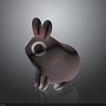 Cute Pink 3D Rabbit Character With Red Ears And Glowing White Eyes 3d model