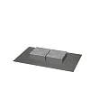 Two Modern Coffee Tables With Marble Top And Dark Gray Base On Gray Rug