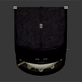 Open Dark Colored Drum Case With Drumhead And Wooden Drumsticks 3d model