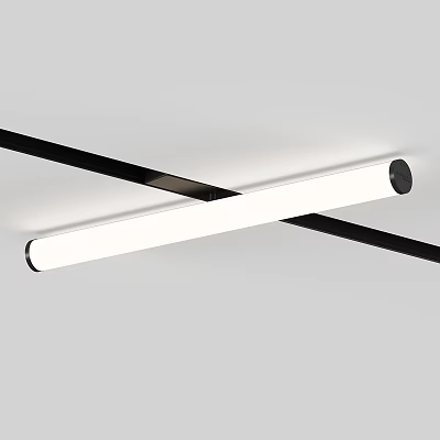 Modern Strip Cross Design Ceiling Light With Black Frame And White Illuminated Bar 3d model