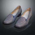 Elegant Light Gray Leather Loafers With Decorative Stitching And Flat Sole 3d model
