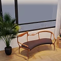 Modern Leisure Chair Interior With Palm Plant Large Window Herringbone Wooden Floor And Crates
