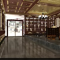 Sacred Religious Artifacts Display In Wooden Shelves With Golden Ceiling And Smooth Floors