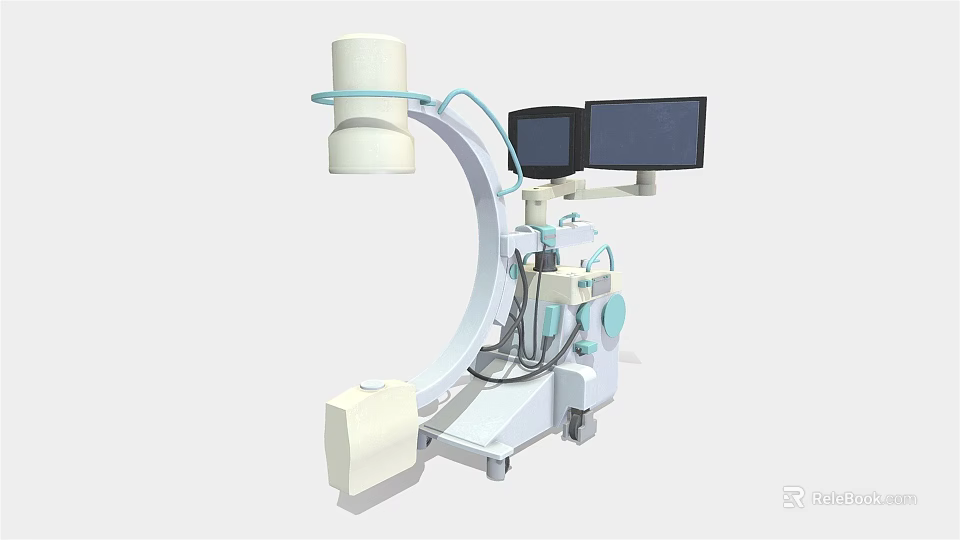Mobile C arm X ray Machine With Dual Monitors For Medical Imaging Diagnostics 3d model 