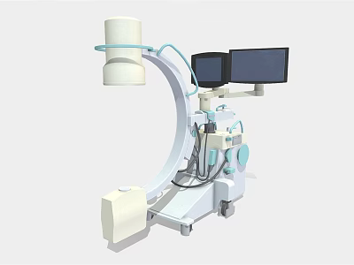 Mobile C arm X ray Machine With Dual Monitors For Medical Imaging Diagnostics 3d model