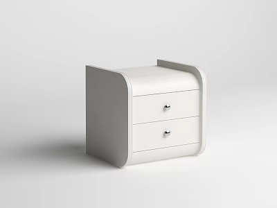 Modern White Nightstand With Two Drawers And Sleek Minimalist Design 3d model