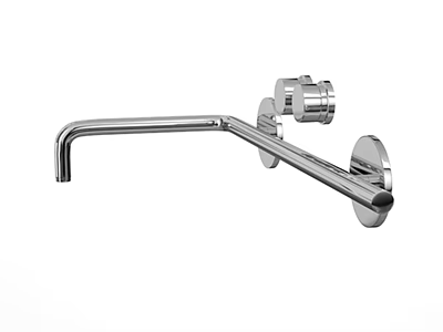 Stainless Steel Wall Mounted Faucet With Extended Spout And Adjustable Knob 3d model