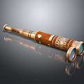 Vintage Commercial Telescope With Wooden Body And Brass Binocular Design