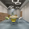 Modern Preschool Interior With Toys Bookshelves And Stools