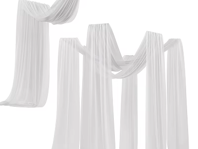 White Sheer Curtains with Lightweight Flowing Design for Home Interior Decor 3d model