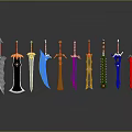 Colorful Fantasy Swords Weapon Collection With Various Designs And Bright Colors